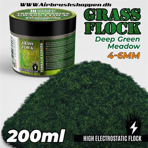 Static Grass Flock DEEP GREEN MEADOW GRÆS 4-6 mm- 200 ml